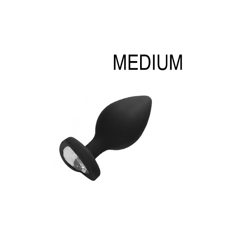 Ouch! Plug Bijou Anal Silicone Heart Noir 7 x 3.5 cm